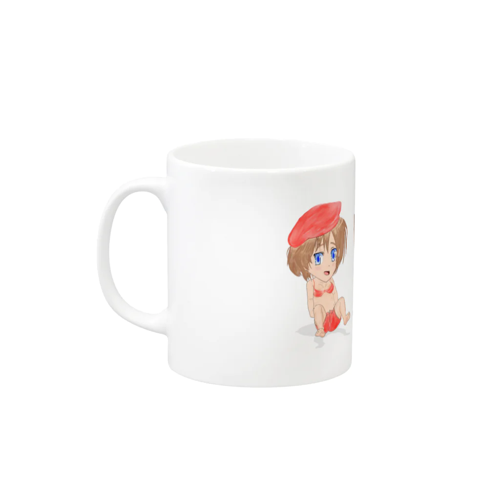 げーむやかんの赤ベレー水着女学生マグカップ Mug :left side of the handle