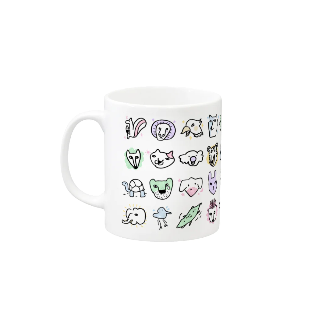 CONTE. suzuri店のもりもり動物マグカップ Mug :left side of the handle