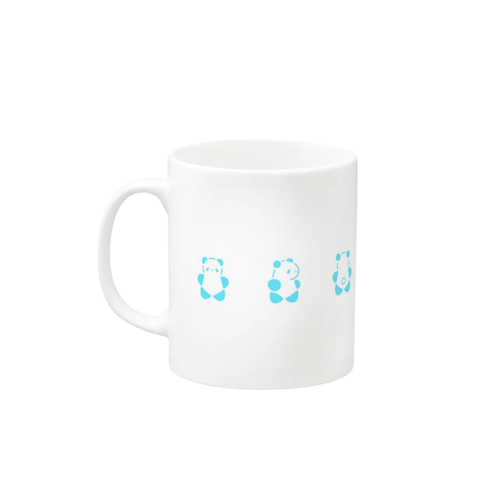 SIRO%(しろぱーせんと)のくるりんぱんだMUG（Blue） マグカップの取っ手の左面