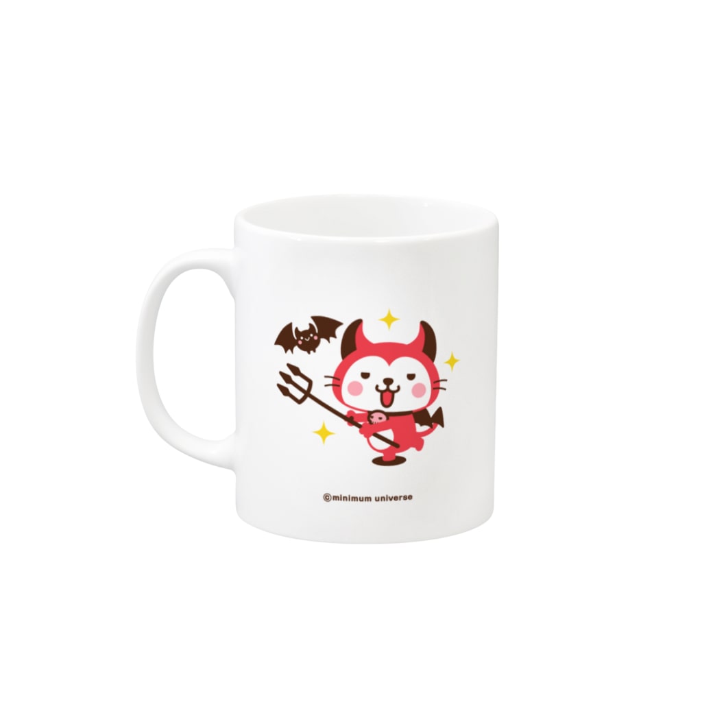 ミニマムユニヴァース@SUZURIのデビねこくんとコウモリさんマグカップ Mug :left side of the handle