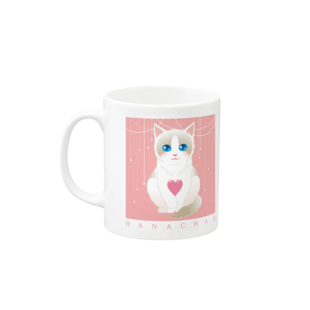 にこねこ【保護猫の保育園】のラグドール華ちゃんマグ Mug :left side of the handle