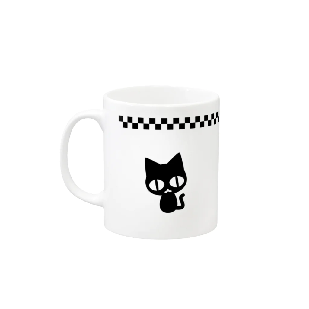 黒猫屋のアルカイックスマイルの黒猫 Mug :left side of the handle