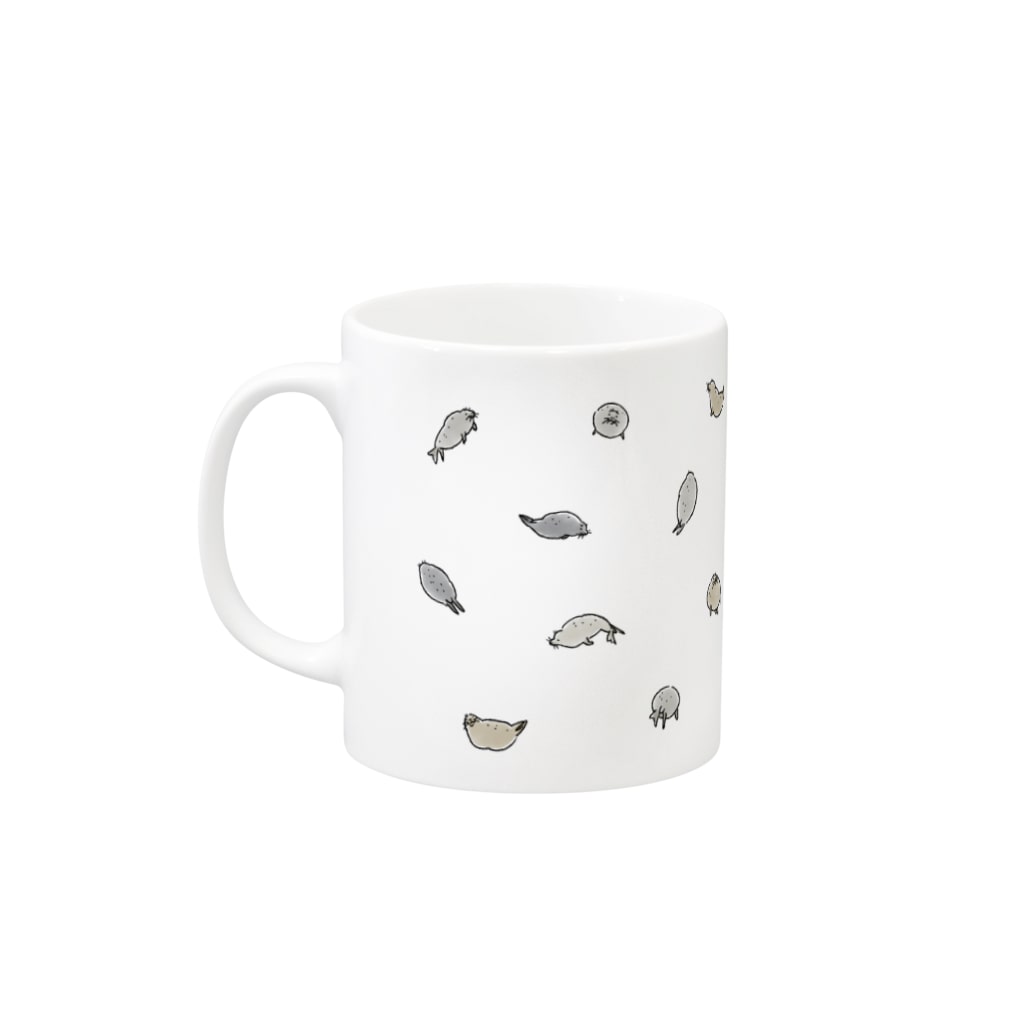 ぴすぴすのいっぱいアザラシ Mug :left side of the handle