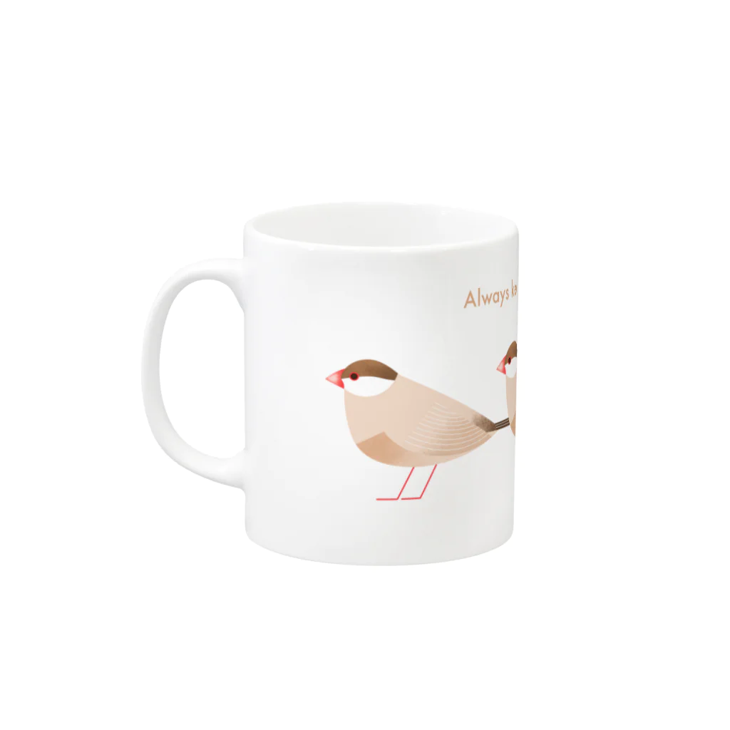 MochishopのAlways keep looking forward シナモン文鳥 Mug :left side of the handle