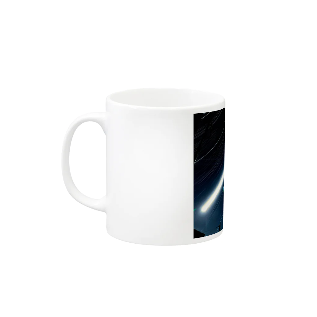 狭いお店の星と月 Mug :left side of the handle