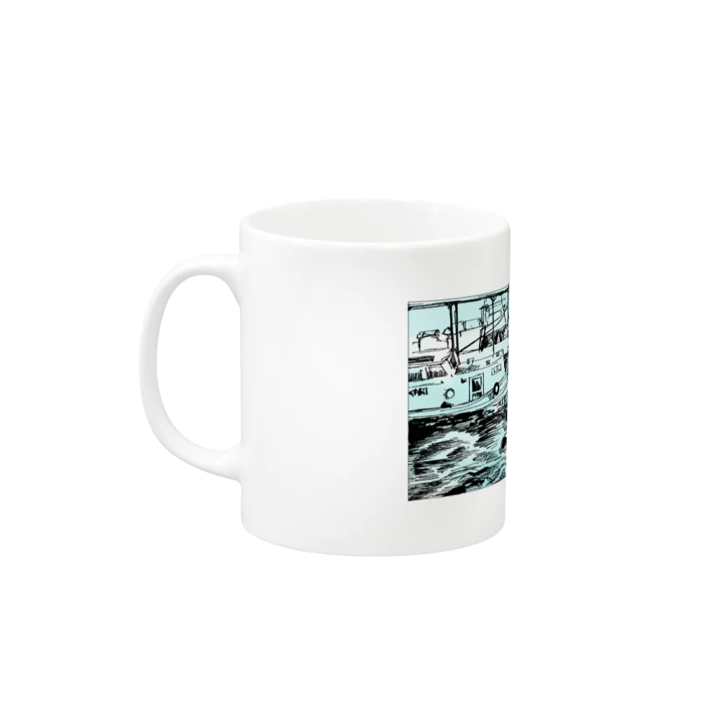 トモヅカ の海と船 ドローイング Mug :left side of the handle