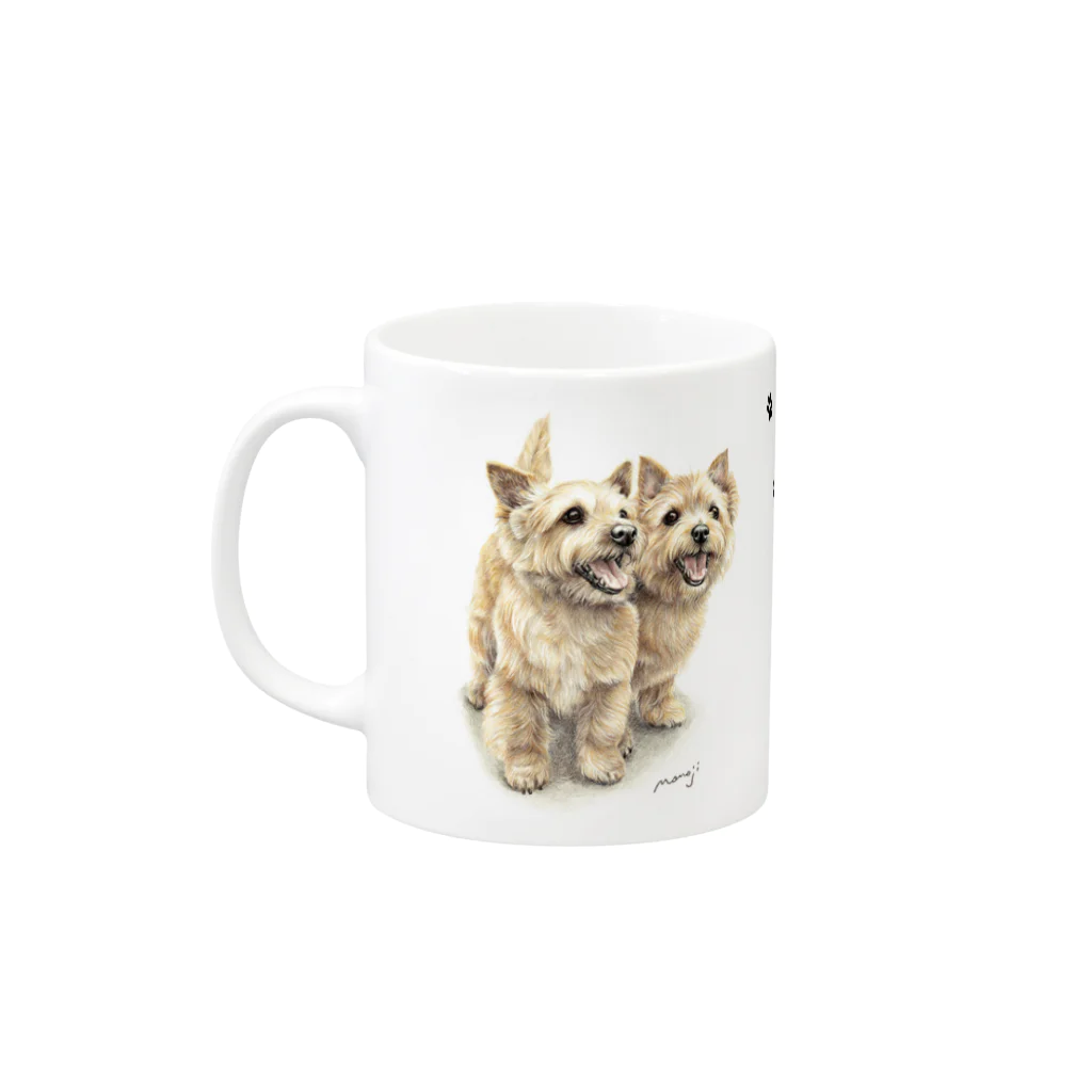 Momojiの犬画のノーリッチテリア7 Mug :left side of the handle