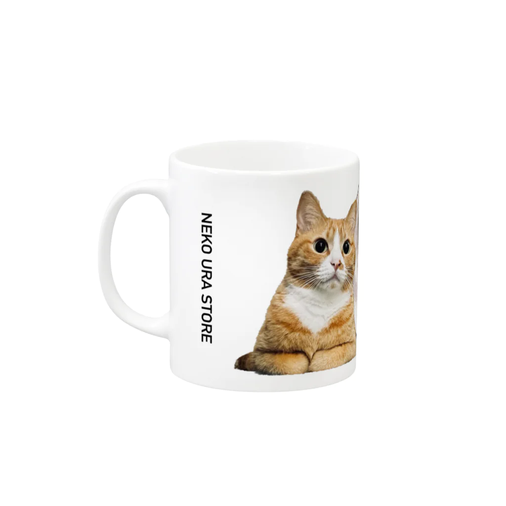 猫ウラ商店の月の狛猫マグカップ　【猫ウラ商店】 Mug :left side of the handle