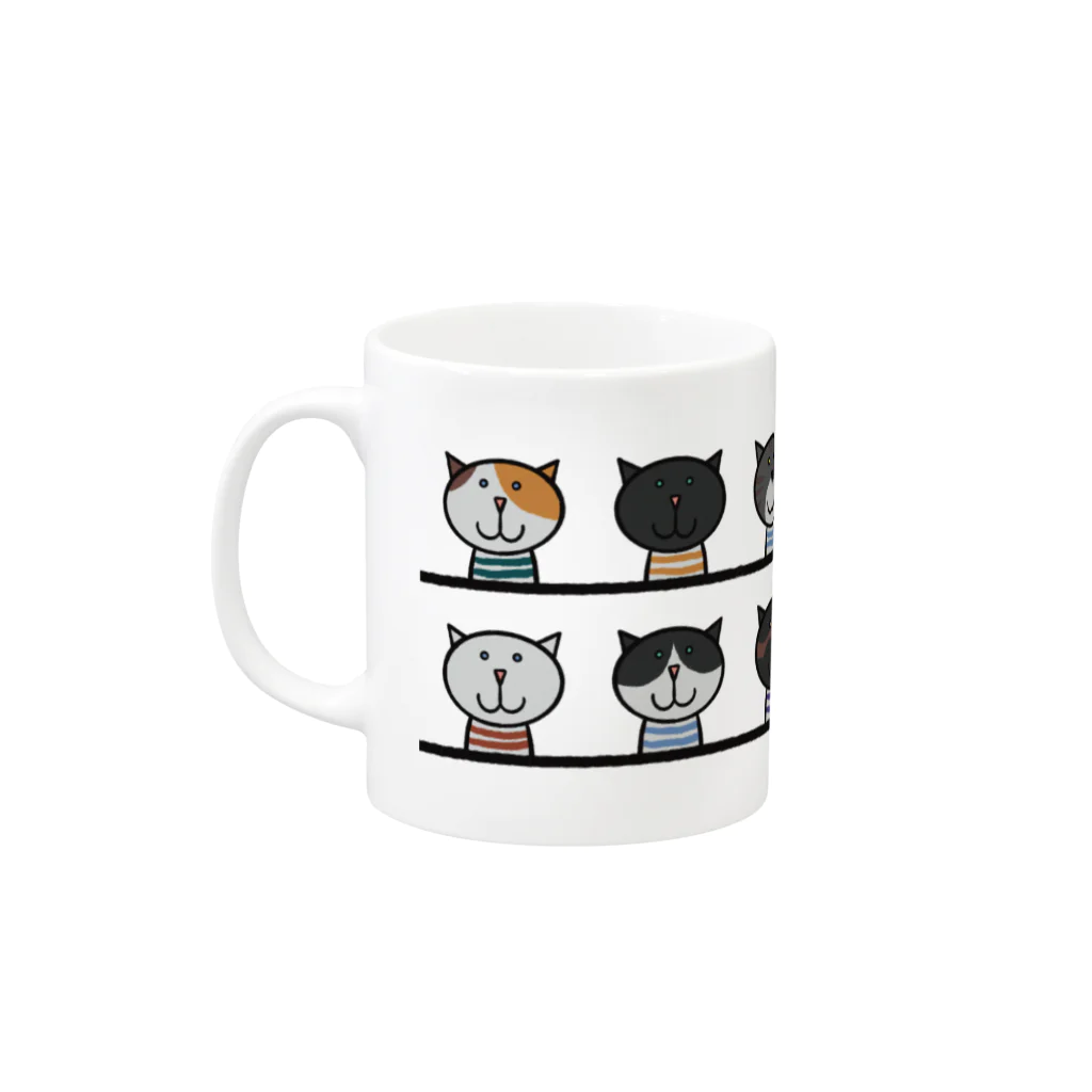 Yellow_Sparrowのせいぞろいするねこ Mug :left side of the handle