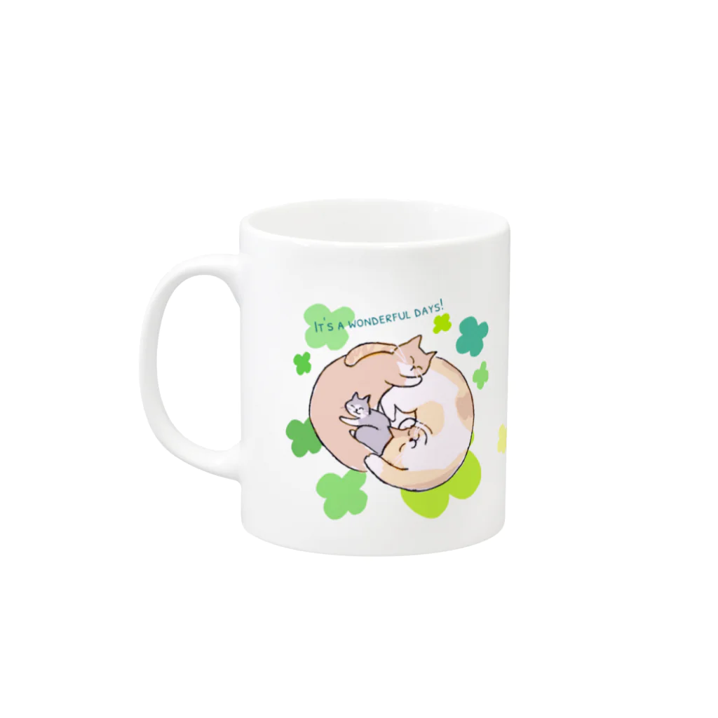 SHINOBU LABORATORY.の3にゃんず(Clover) Mug :left side of the handle