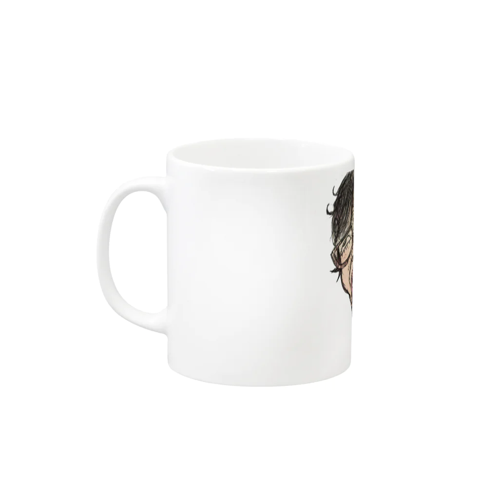 getmen12345の顔だけhitona Mug :left side of the handle