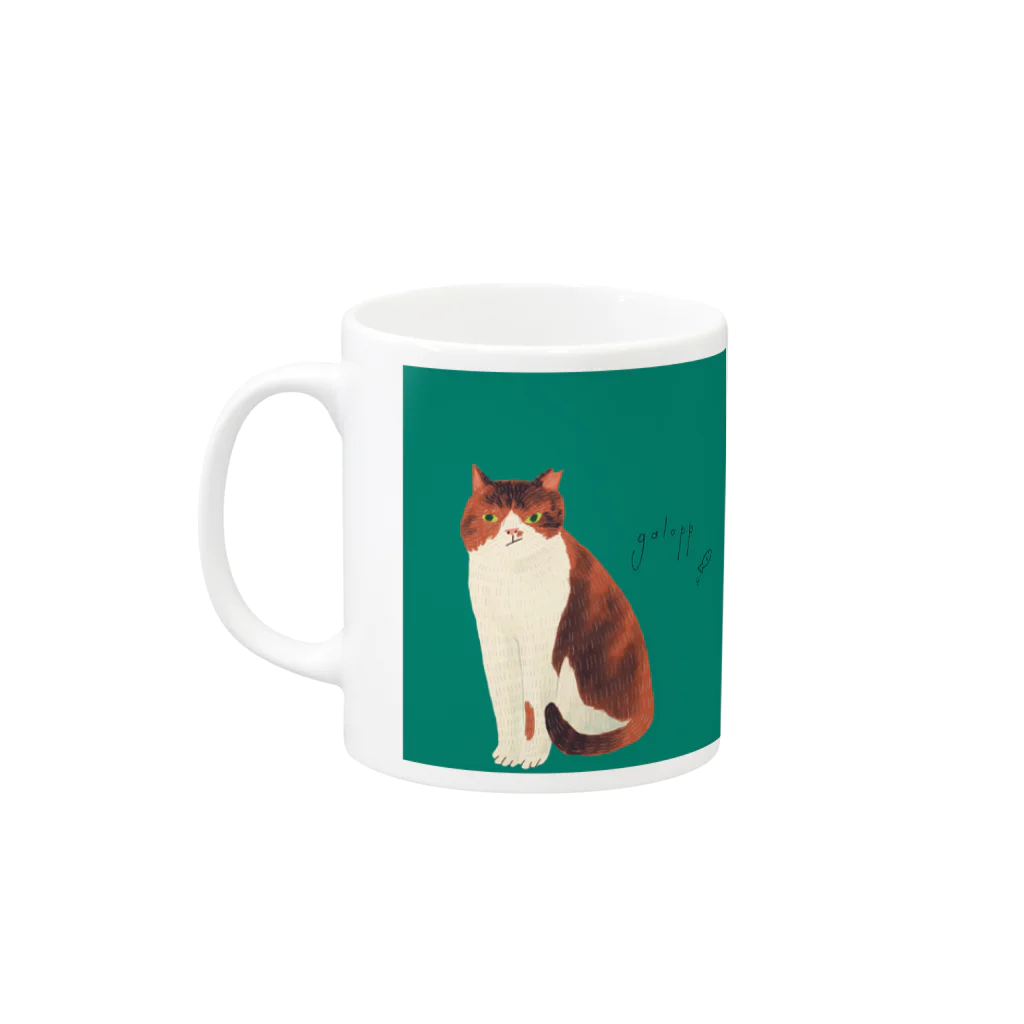 ネコノートショップ（neco-note shop）のギャロップ（ねこひげハウス） Mug :left side of the handle