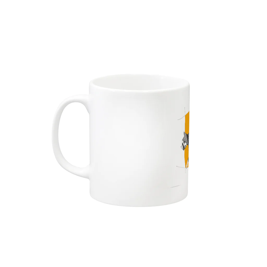 都会のぷらなりあ  officialのねこマグカップ -orange Mug :left side of the handle