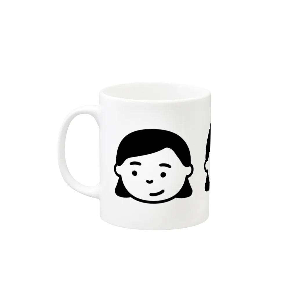 日常生活合同会社 オンライン事業部のマグカップ（いっ子ちゃん） Mug :left side of the handle