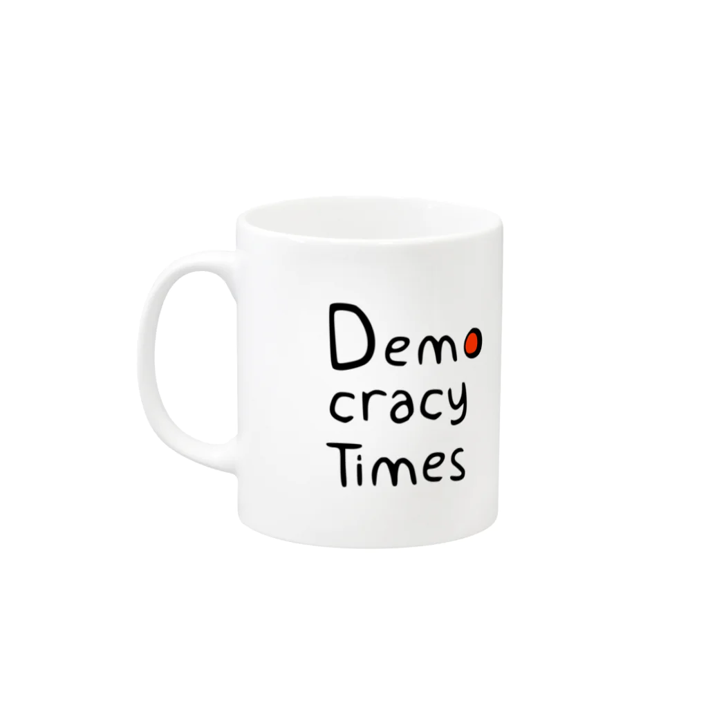 DemocracyTimesのデモクラシータイムス　マグカップ　白 マグカップの取っ手の左面