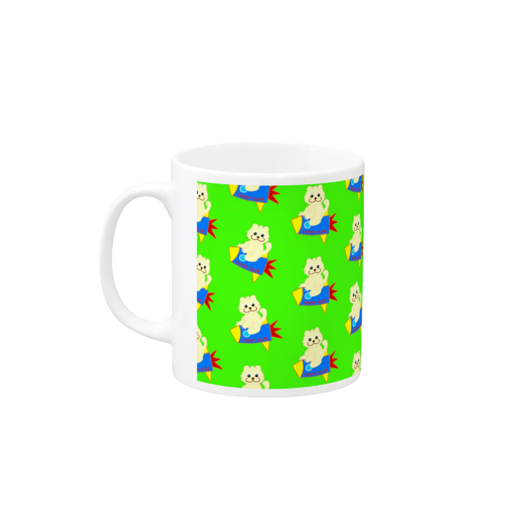 LUCKY CLUBのロケット出発ラッキーちゃん/グリーン Mug :left side of the handle