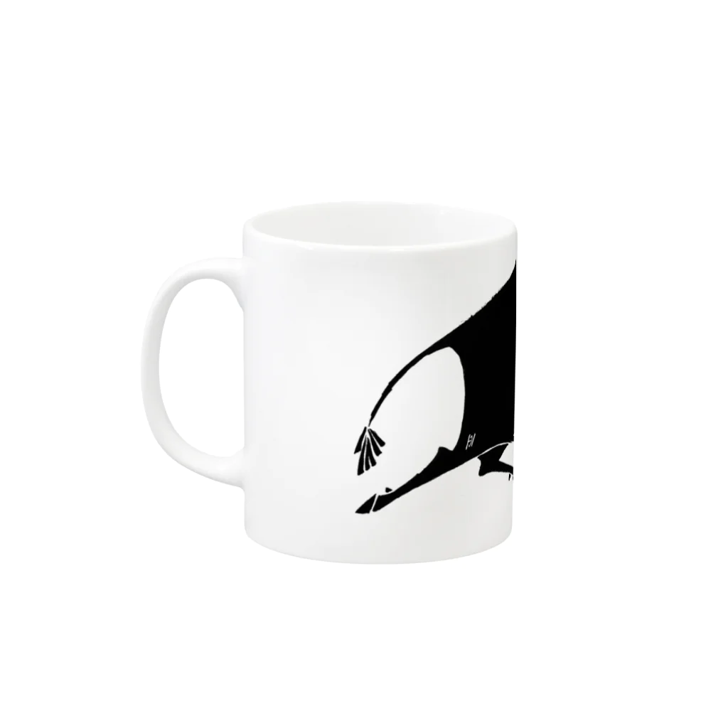 奥田久重のブラックブル Mug :left side of the handle