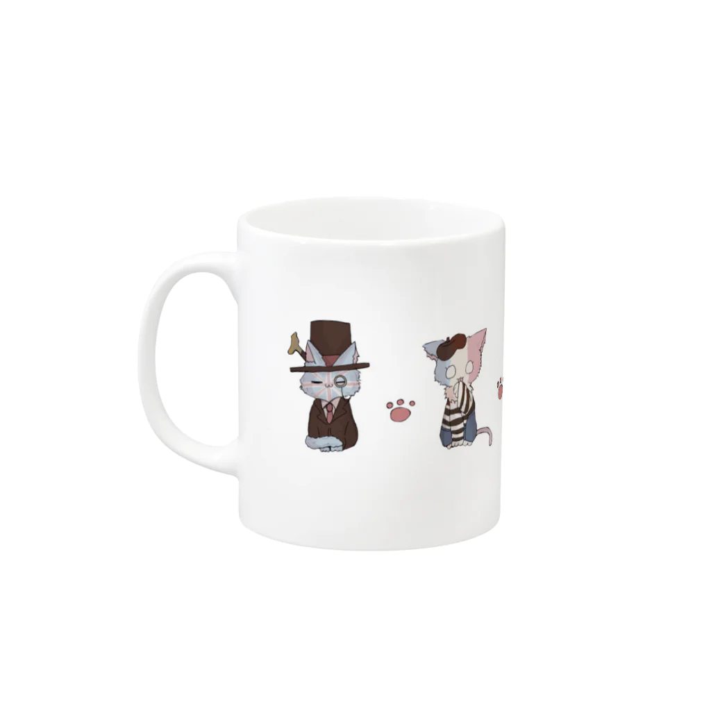 れもその小さいお店の5匹のねこ Mug :left side of the handle