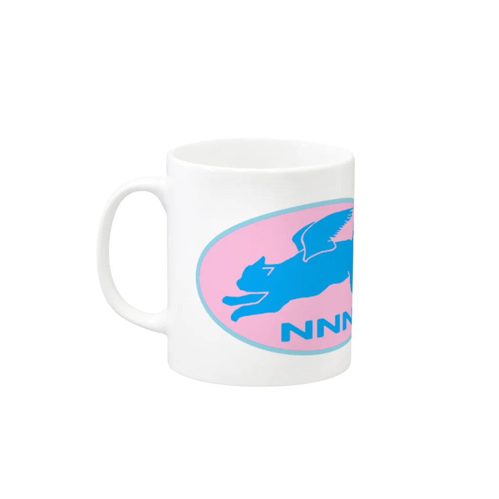 9livesworkのNNN（ねこねこネットワーク）ロゴっぽ。みずいろ Mug :left side of the handle