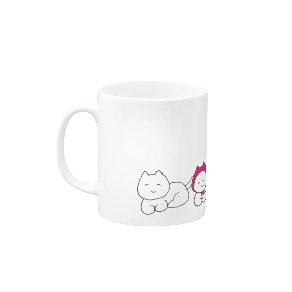 きょうもぜったいがんばらない。のマタタビ社のねこたち。 Mug :left side of the handle