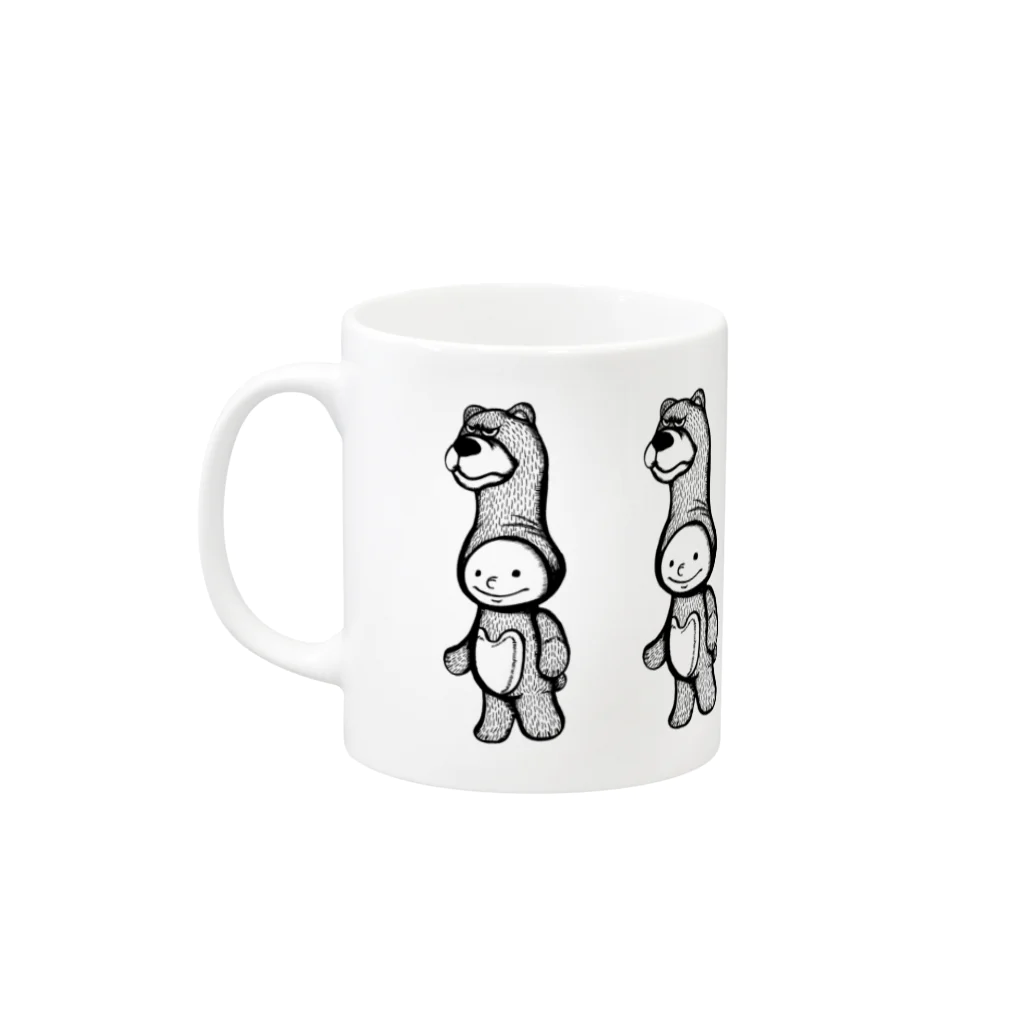 筆ペン画家 原良輔の着ぐるみくんの行進 Mug :left side of the handle