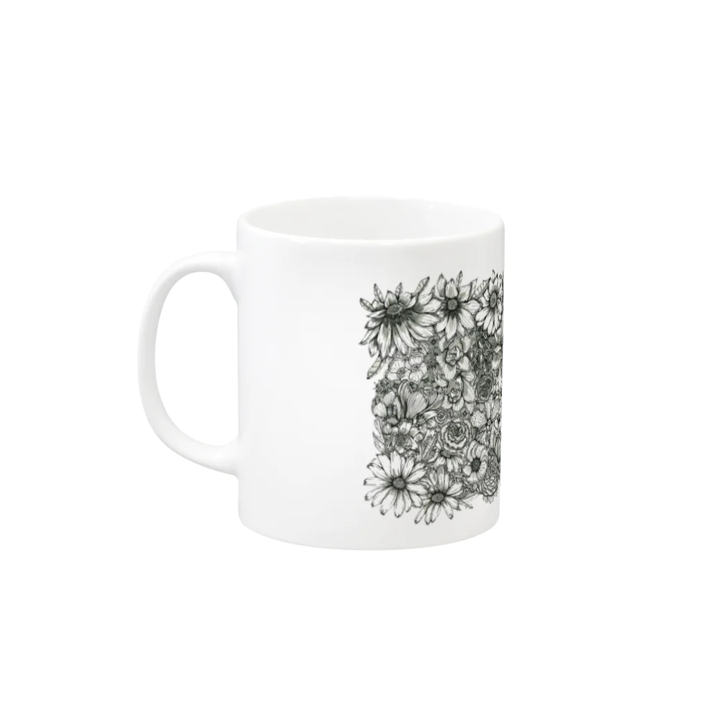 筆ペン画家 原良輔のFlower Garden Mug :left side of the handle