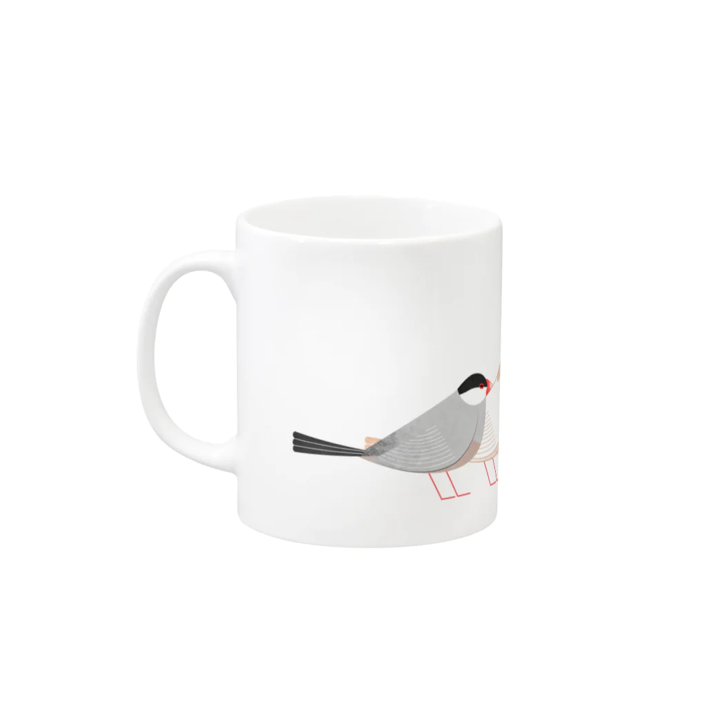 Mochishopの並ぶ文鳥 Mug :left side of the handle