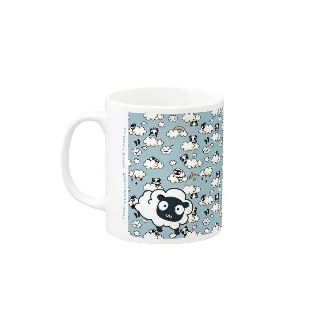 イラスト MONYAAT のズレぱんだちゃんとくもちゃん Mug :left side of the handle