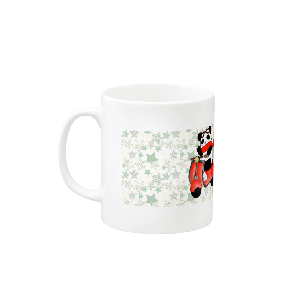 Ｐａｎｄａｒｓのバイクに乗ったパンダース君マグカップ Mug :left side of the handle