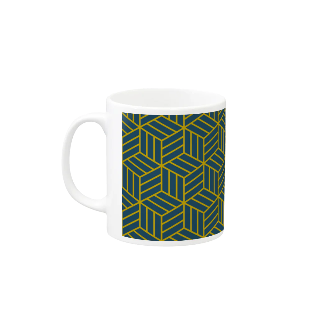 Musashi和柄Shop 【Japanese pattern】の亀甲網代マグカップ Mug :left side of the handle