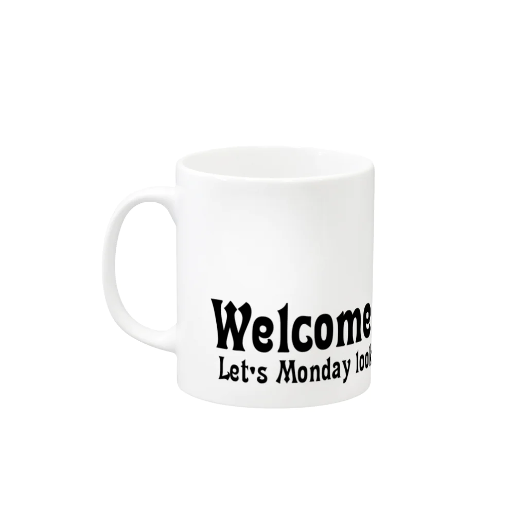 square屋のWelcomeMonday(黒) Mug :left side of the handle
