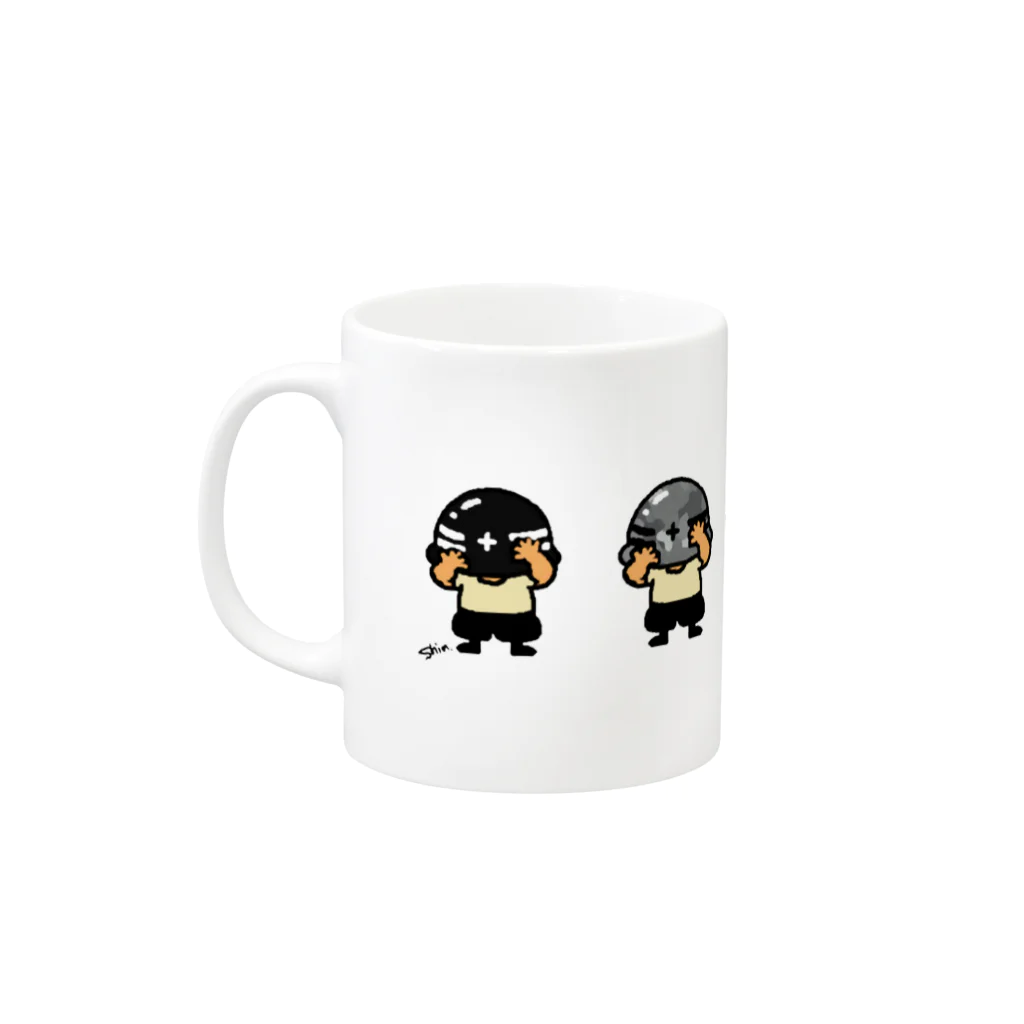 しんゆんぼのへるめっとおじさん集合02 Mug :left side of the handle