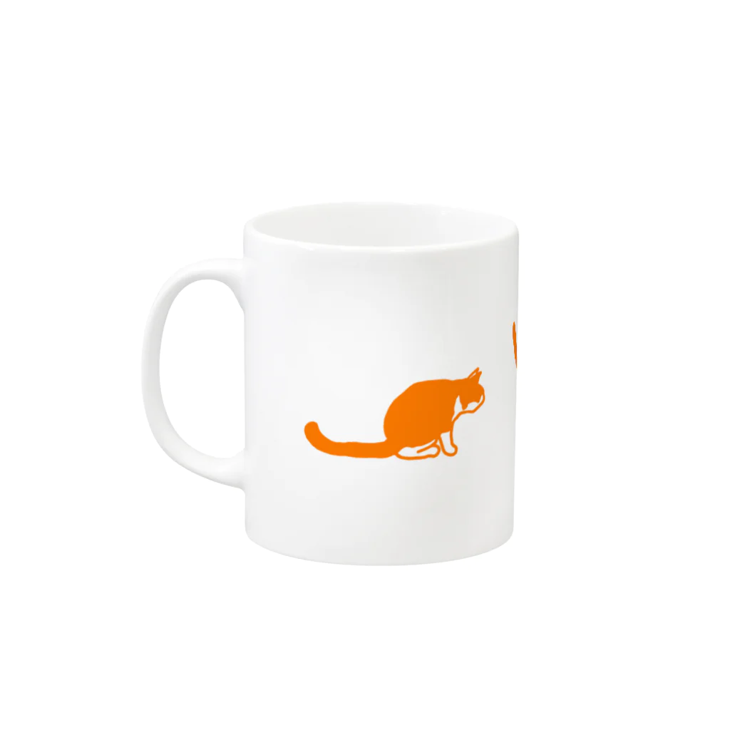 うちのねこの茶白猫　狩 Mug :left side of the handle