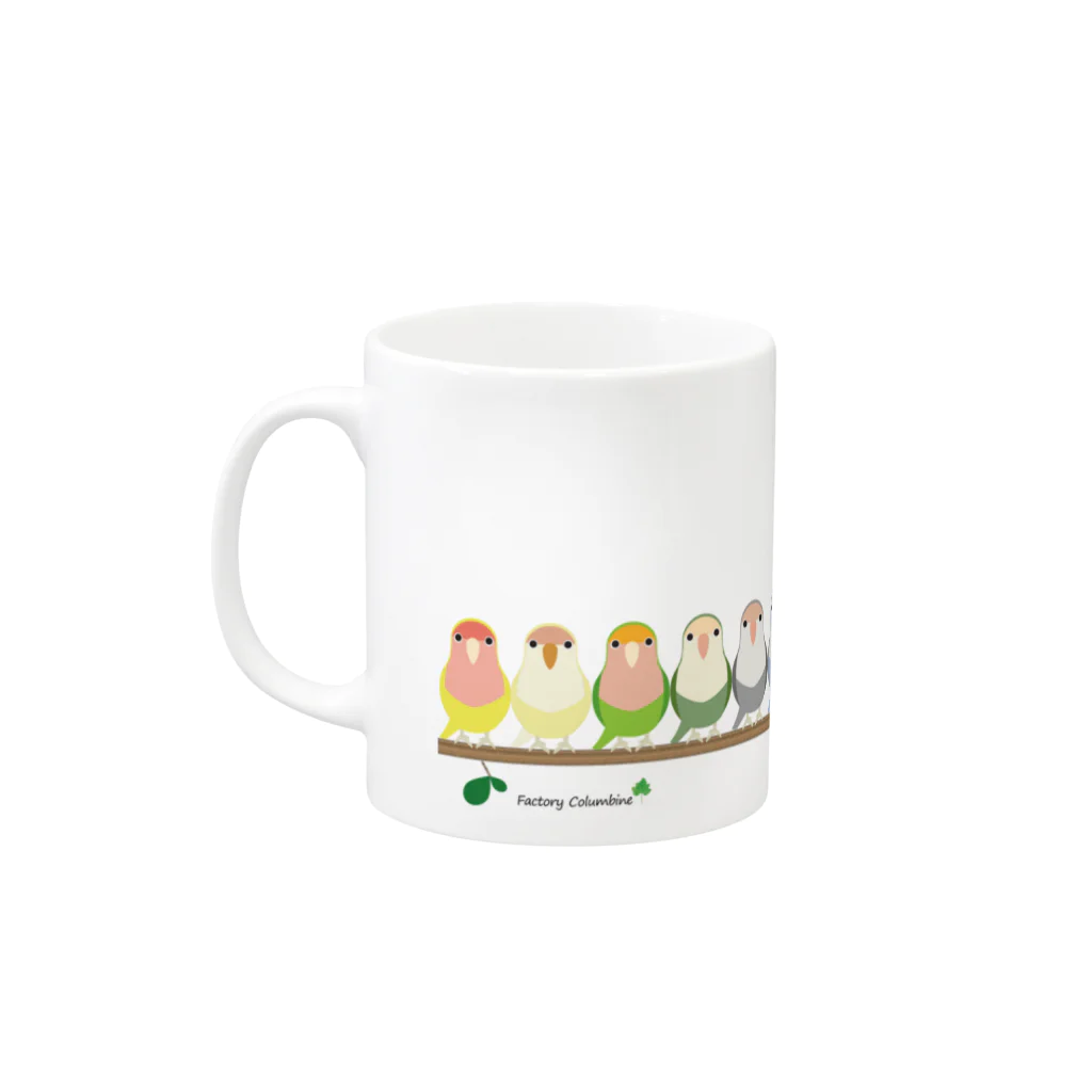 Happy birdsの横ならび コザクラ Mug :left side of the handle