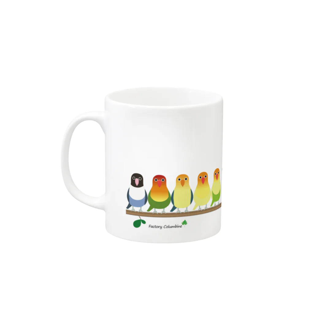 Happy birdsの横ならび ボタン Mug :left side of the handle