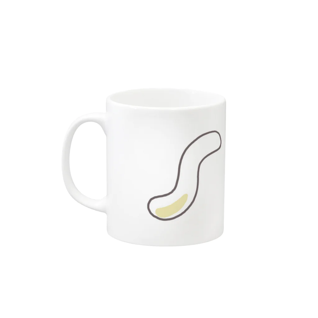 もふもふ堂のお魚くわえた白猫のにゃグカップ Mug :left side of the handle