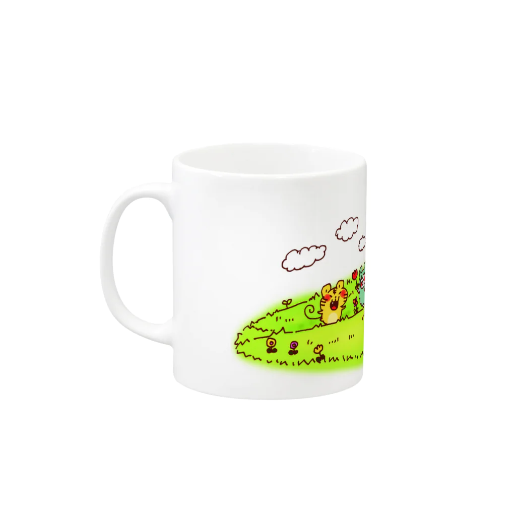 のち＠LINEスタンプ販売中のほわほわあにまる集合 Mug :left side of the handle