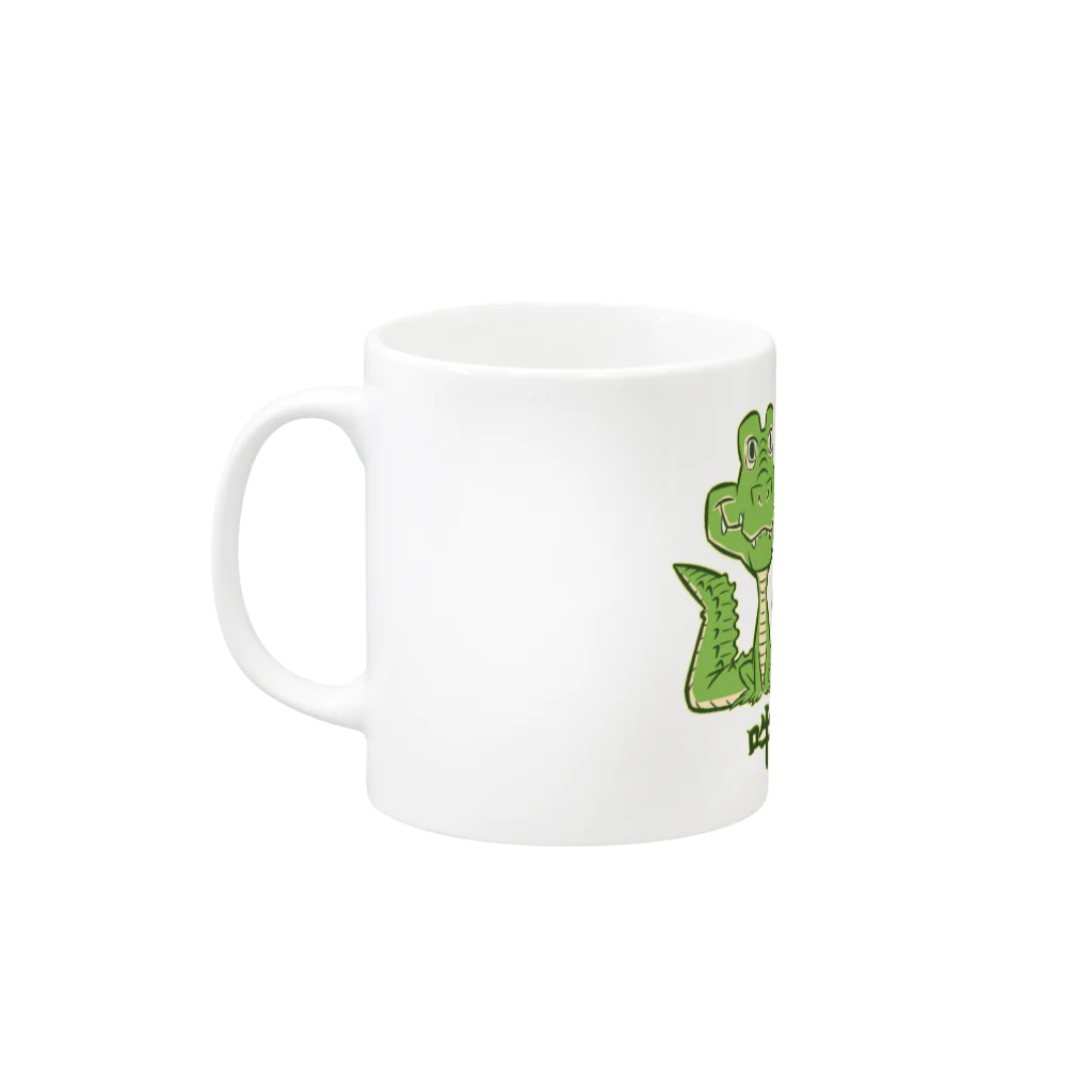 堀越ヨッシーのお店（SUZURI支店）の狛鰐(GUARDIAN CROC) Mug :left side of the handle