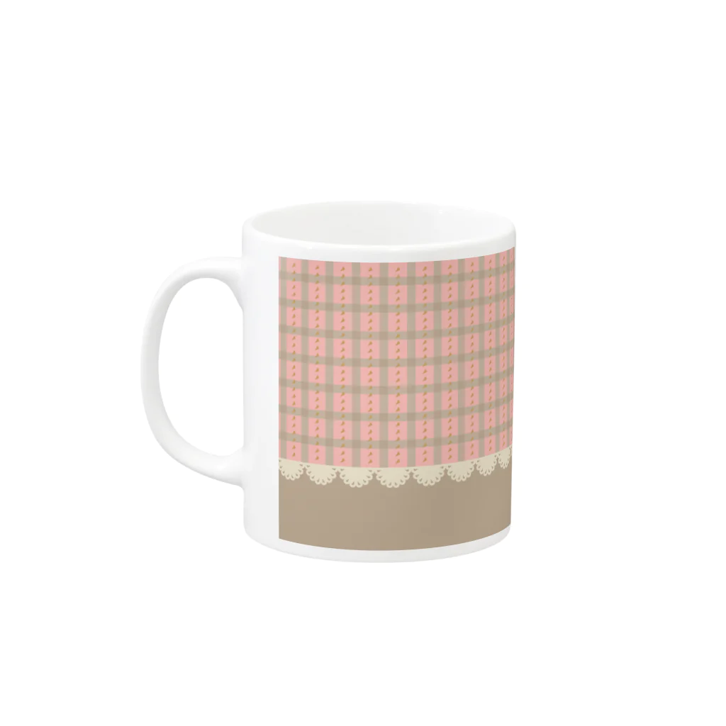 So湖いらの「びわこチェックレース柄」マグカップ Mug :left side of the handle