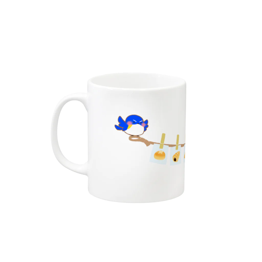 こめこマーケットのシマエナガちゃんとルリビタキちゃん Mug :left side of the handle