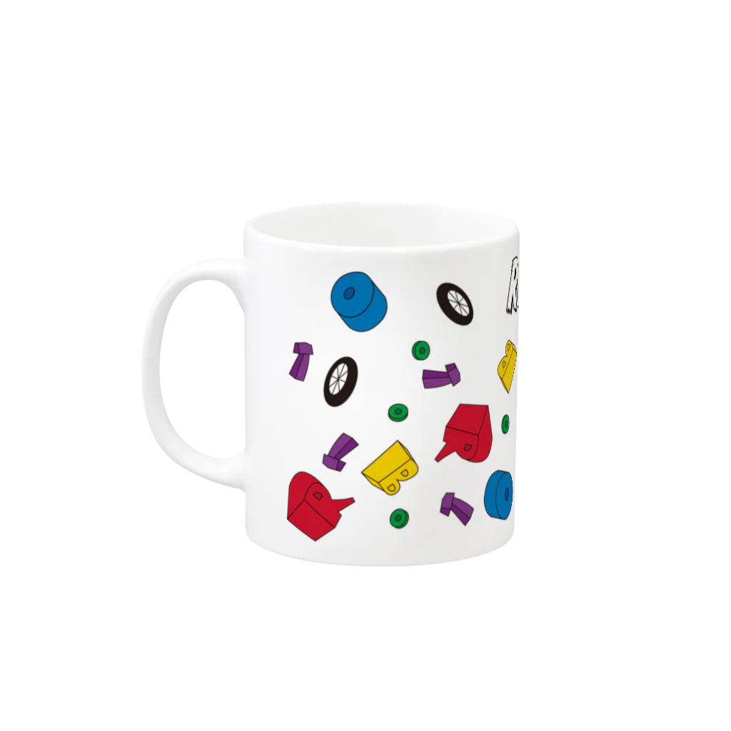 親子設計 CHIiKu MOJi『知育文字』のROBOT レトロカラー Mug :left side of the handle