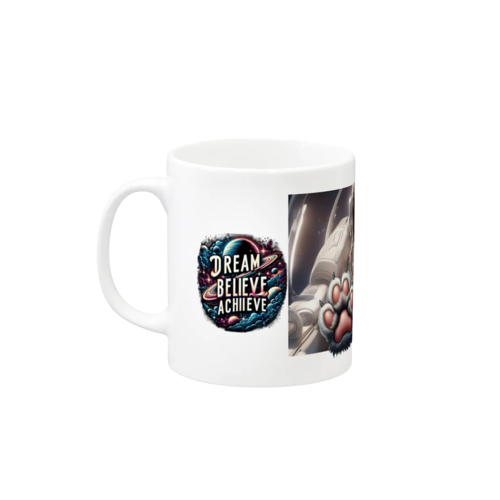 DivineFelineXprsnsの素敵な宇宙服を着た猫「スターライト」 Mug :left side of the handle