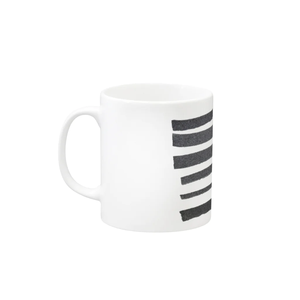 フラミンゴ洋裁店のボーダー 黒 Mug :left side of the handle