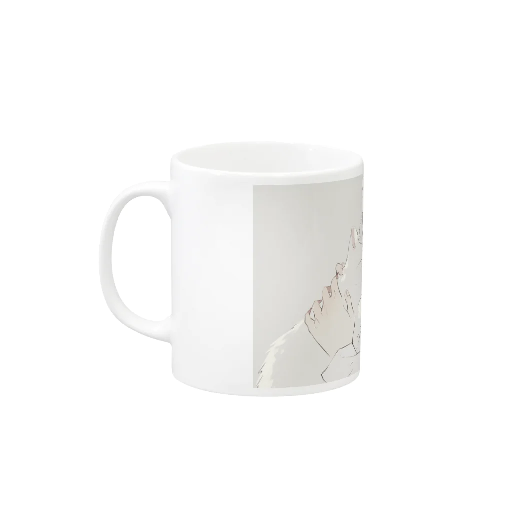 as -AIイラスト- の白い猫と微笑み Mug :left side of the handle