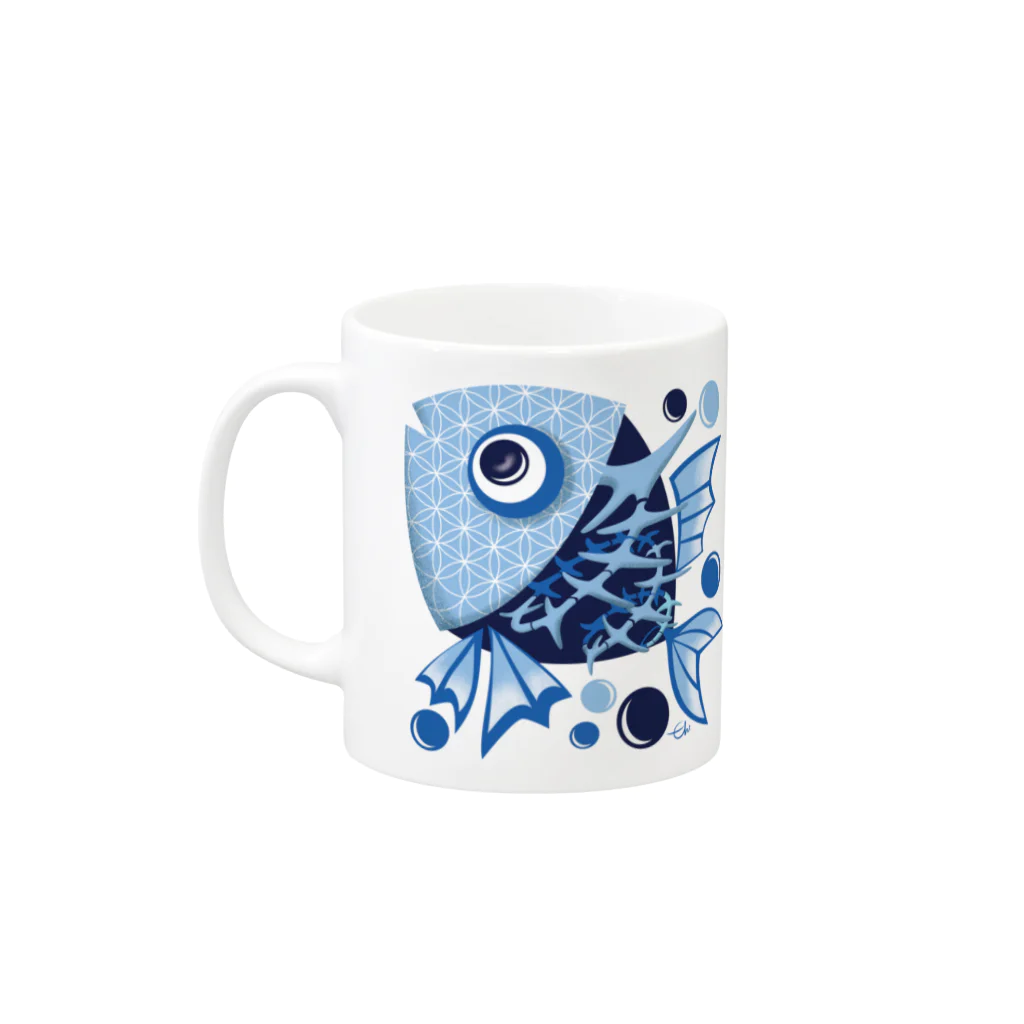 echicaのSwirl Swim Bone Mug :left side of the handle