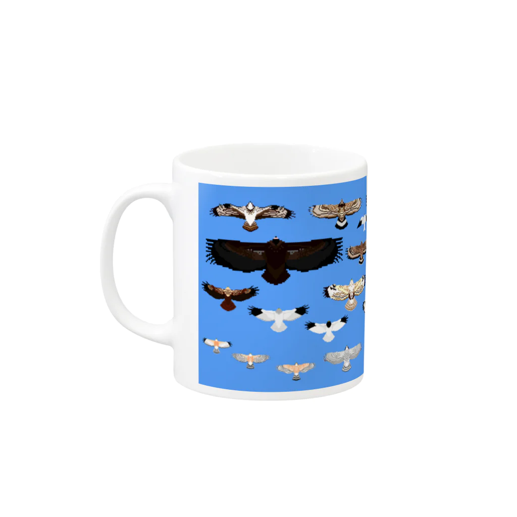 ヤストリの日本の猛禽類（ドット） Mug :left side of the handle