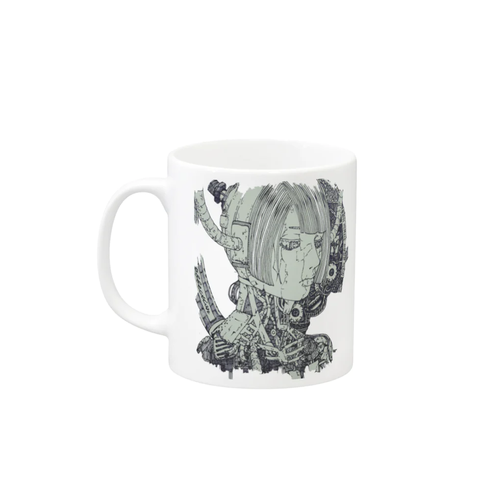 ﾏｽｸﾒﾛﾝ_夜来のメカ娘 Mug :left side of the handle