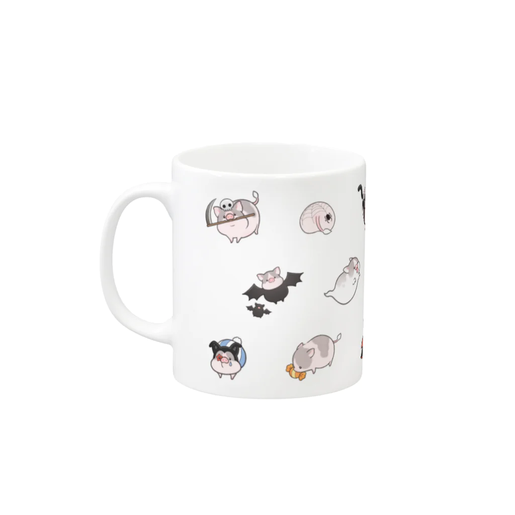 しらたまちゃんSHOPu〜🐽のハロウィン Mug :left side of the handle