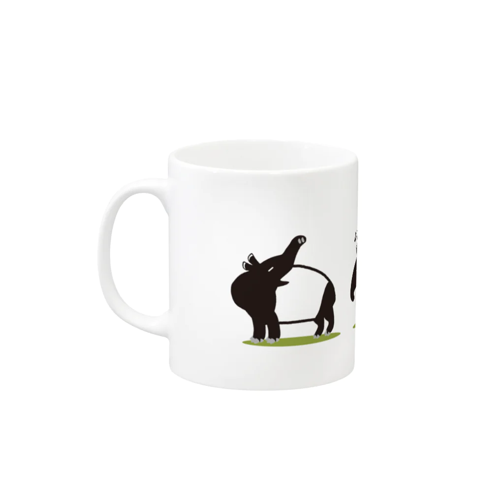 バクの森 〜マレーバクや動物イラストのグッズ 〜の楽しいマレーバクの「３バクトリオ」シリーズ Mug :left side of the handle