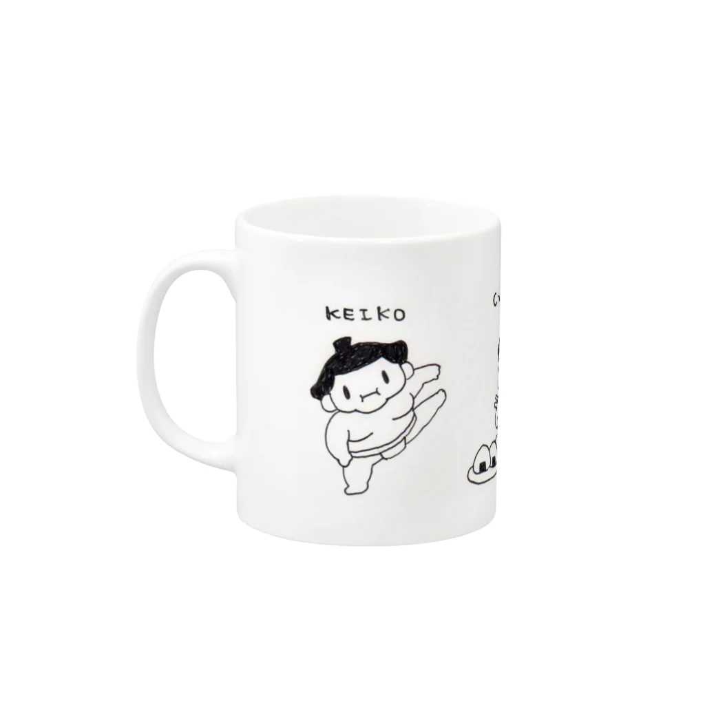 mikiaieekoのおすもうちゃん Mug :left side of the handle